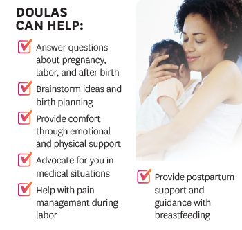 Infographic: Doulas can help. Information elsewhere on the page. 